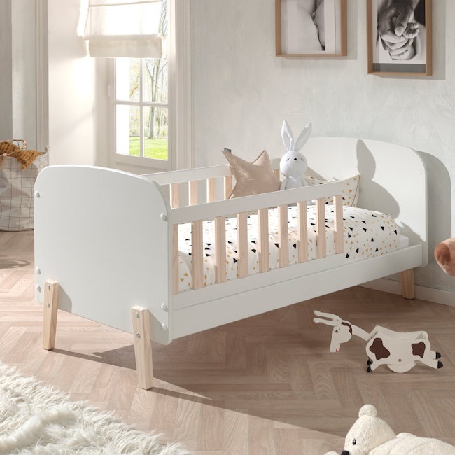 Azijn Albany Toestand Vipack Kiddy juniorbed 70 x 140 – Wit/Naturel – Sterre + Tijl