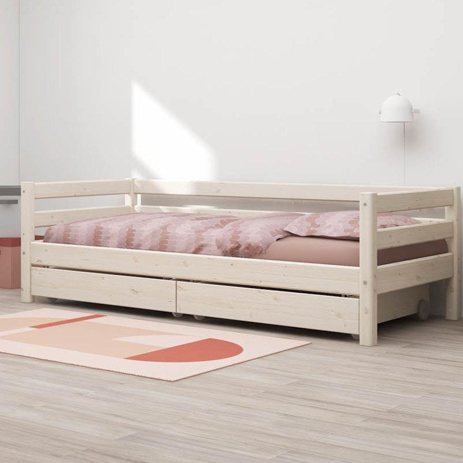 inch Bully helper Flexa Classic bed 90 x 200 met 2 lades – White Washed – Sterre + Tijl
