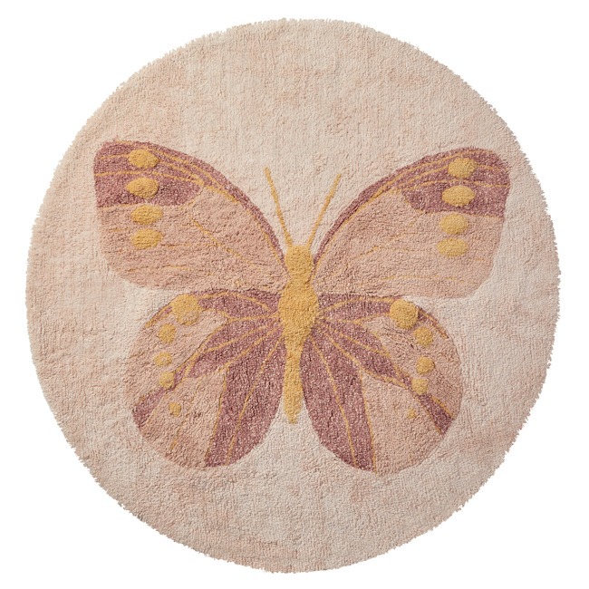 escaleren Moedig Groet Lifetime rond vloerkleed Butterflies – Soft Pink – Sterre + Tijl