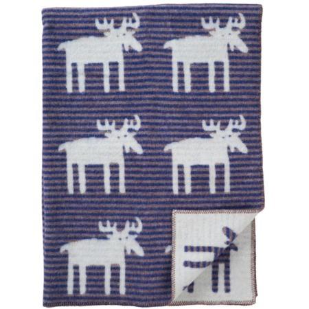 Klippan grote wollen deken Moose stripe blue