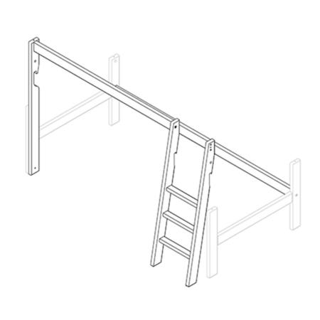 Lifetime doorbouwdeel naar halfhoogslaper (128 cm) met schuine trap