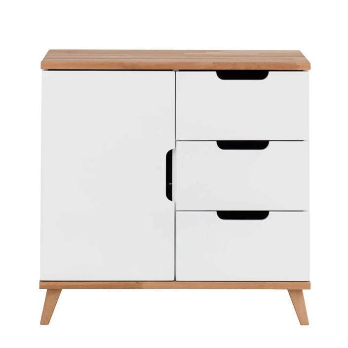 Infanskids Color commode met deurtje en 3 lades – Wit/Naturel – Sterre ...