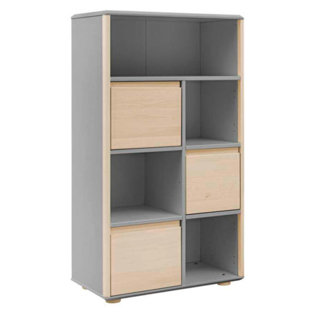 Inmondo hoge boekenkast met berkenhouten deurtjes - Grey