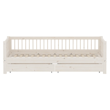 Flexa Classic bedbank spijlen met lades whitewash1