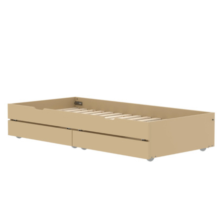 Flexa White bed met uitschuifbed met lades Sand