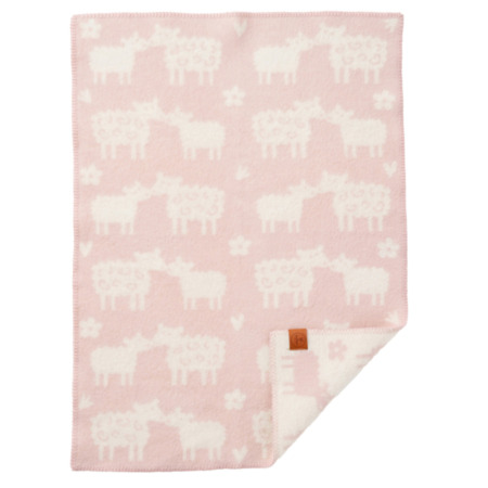 Klippan wollen wiegdeken baa pink