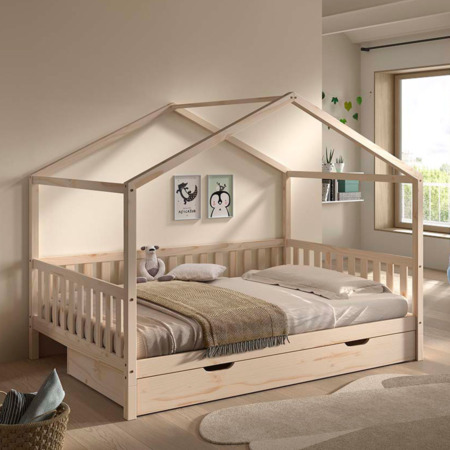 Vipack Dallas Combi Montessori huisbed 140 met lade naturel